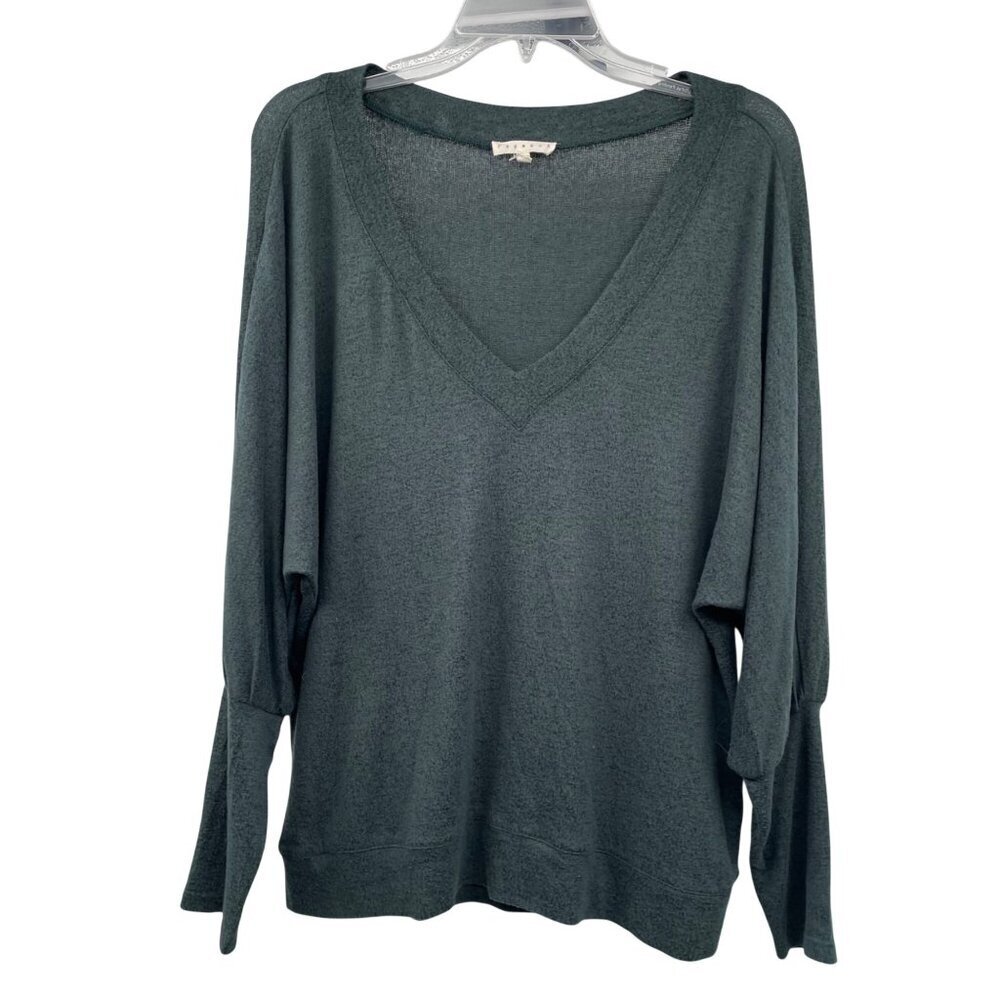 PROMESA Womens Lightweight V-Neck Sweater Long Dolman Sleeve Green Size Small